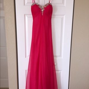 Pink strapless prom dress